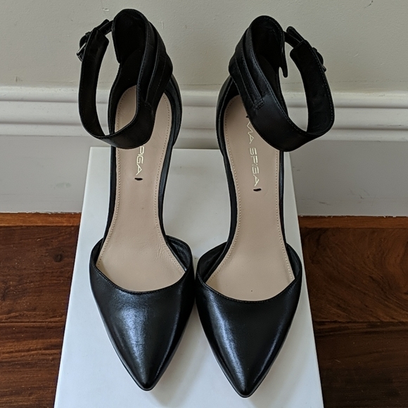 Via Spiga size 8 1/2 blk leather ankle strap hee - Picture 4 of 7